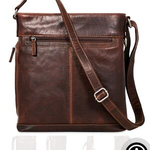 Jack Georges Voyager Rich Brown Leather Crossbody Bag with Adjustable Strap